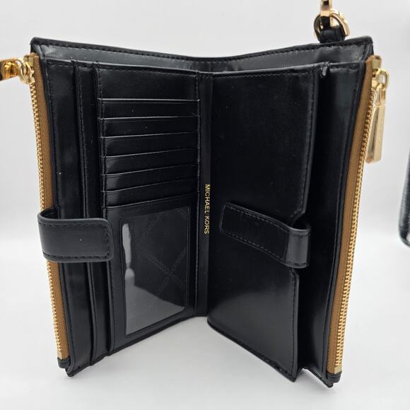 Michael Kors Wristlet Double Zip Brown Monogram Jet Set 7.5" x 4.5" - Picture 9 of 12